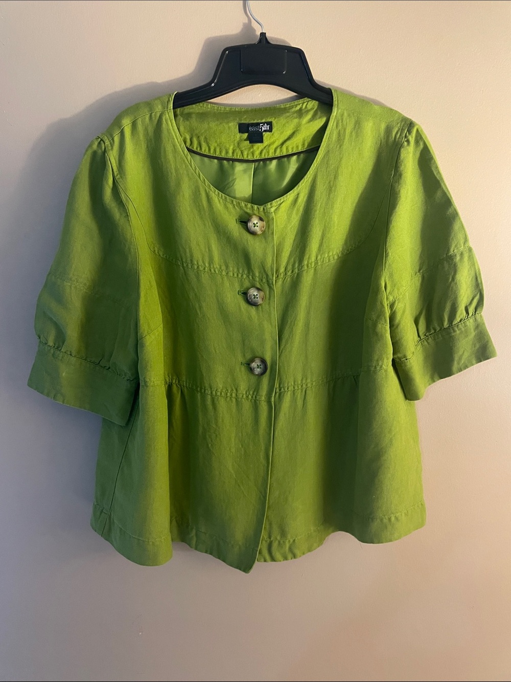 Lime Green Short Sleeve Button Jacket/top